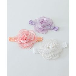 Babyhug Free Size Head Band with Floral Applique  Set of 3 - Multicolour