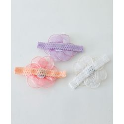 Babyhug Free Size Head Band with Floral Applique  Set of 3 - Multicolour