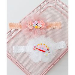 Babyhug Daisy & Crown Bow Applique Headbands Pack Of 2  - Multicolor