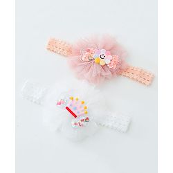 Babyhug Daisy & Crown Bow Applique Headbands Pack Of 2  - Multicolor