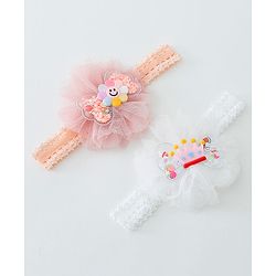 Babyhug Daisy & Crown Bow Applique Headbands Pack Of 2  - Multicolor
