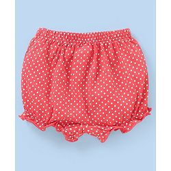 Babyhug Cotton Knit Bloomers Polka Dots & Strawberry Print Pack of 3 - Pink White & Red