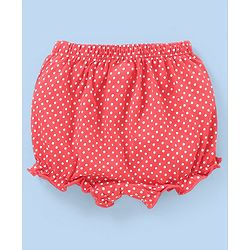 Babyhug Cotton Knit Bloomers Polka Dots & Strawberry Print Pack of 3 - Pink White & Red