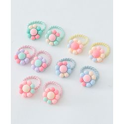 Babyhug Free Size Hair Rubber Bands Floral Design Pack of 10- Multicolor