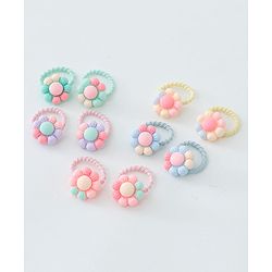 Babyhug Free Size Hair Rubber Bands Floral Design Pack of 10- Multicolor