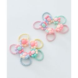 Babyhug Free Size Hair Rubber Bands Floral Design Pack of 10- Multicolor