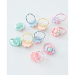 Babyhug Free Size Hair Rubber Bands Floral Design Pack of 10- Multicolor
