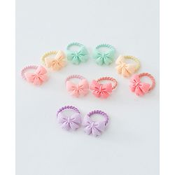Babyhug Free Size Hair Rubber Bands Bow Design Pack of 10- Multicolor
