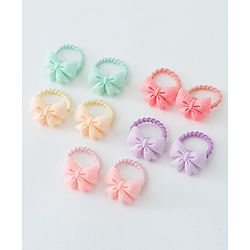 Babyhug Free Size Hair Rubber Bands Bow Design Pack of 10- Multicolor