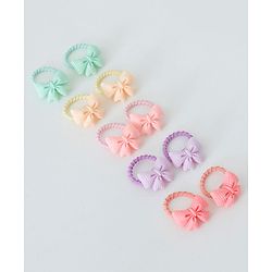 Babyhug Free Size Hair Rubber Bands Bow Design Pack of 10- Multicolor