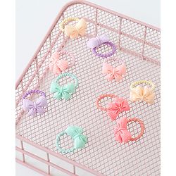 Babyhug Free Size Hair Rubber Bands Bow Design Pack of 10- Multicolor