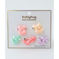 Babyhug Free Size Hair Rubber Bands Bow Design Pack of 10- Multicolor