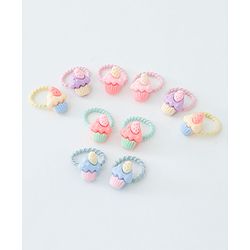 Babyhug Free Size Hair Rubber Bands Cupcake Design Pack of 10- Multicolor