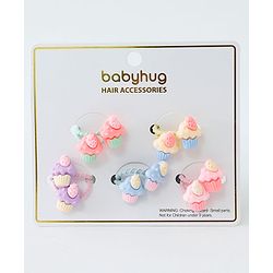 Babyhug Free Size Hair Rubber Bands Cupcake Design Pack of 10- Multicolor