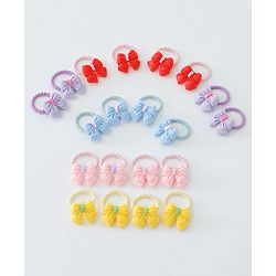 Babyhug Free Size Hair Rubber Bands Bow Design Pack of 20- Multicolor