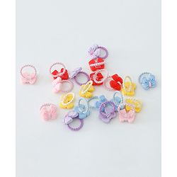 Babyhug Free Size Hair Rubber Bands Bow Design Pack of 20- Multicolor