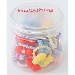 Babyhug Free Size Hair Rubber Bands Bow Design Pack of 20- Multicolor