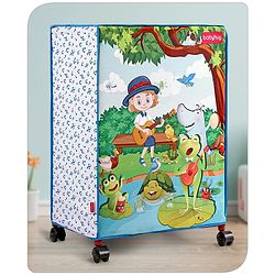 Babyhug Multi Utility Square Laundry Bag With Wheels Musical Theme - Blue