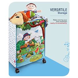 Babyhug Multi Utility Square Laundry Bag With Wheels Musical Theme - Blue