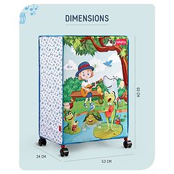 Babyhug Multi Utility Square Laundry Bag With Wheels Musical Theme - Blue