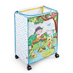 Babyhug Multi Utility Square Laundry Bag With Wheels Musical Theme - Blue