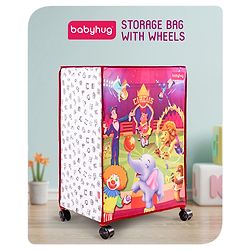 Babyhug Multi Utility Square Laundry Bag With Wheels Musical Theme - Blue