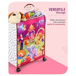 Babyhug Multi Utility Square Laundry Bag With Wheels Musical Theme - Blue