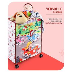 Babyhug Multi Utility Square Laundry Bag With Wheels Musical Theme - Blue