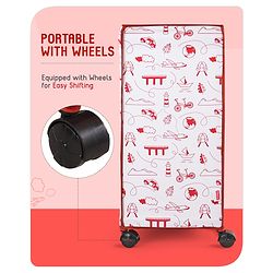Babyhug Multi Utility Square Laundry Bag With Wheels Musical Theme - Blue