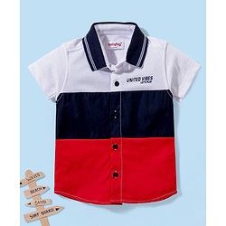 Babyhug 100% Cotton Half Sleeves  Cut & Sew Shirt - Red & White
