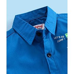 Babyhug 100% Cotton Half Sleeves Shirt With T-Shirt Text Print- Blue & White