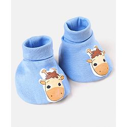 Babyhug 100 % Cotton Booties Horse Patch- Blue