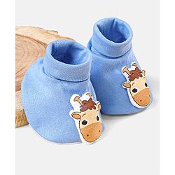 Babyhug 100 % Cotton Booties Horse Patch- Blue