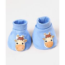 Babyhug 100 % Cotton Booties Horse Patch- Blue