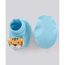Babyhug 100% Cotton Knit Booties Tiger Print - Blue