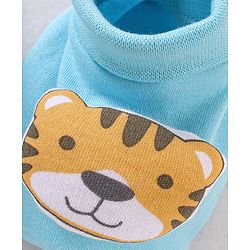 Babyhug 100% Cotton Knit Booties Tiger Print - Blue