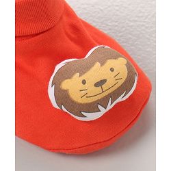 Babyhug 100 % Cotton Booties Lion Patch- Orange