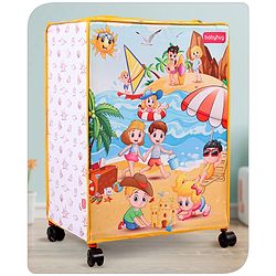 Babyhug Multi Utility Square Laundry Bag With Wheels Beach Theme - Yellow