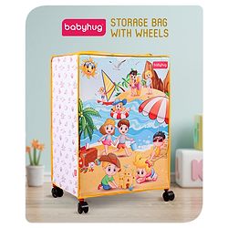 Babyhug Multi Utility Square Laundry Bag With Wheels Beach Theme - Yellow