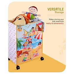 Babyhug Multi Utility Square Laundry Bag With Wheels Beach Theme - Yellow
