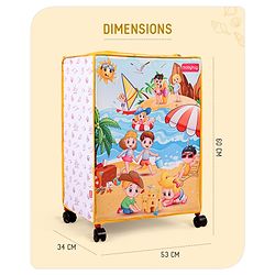 Babyhug Multi Utility Square Laundry Bag With Wheels Beach Theme - Yellow