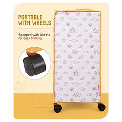 Babyhug Multi Utility Square Laundry Bag With Wheels Beach Theme - Yellow