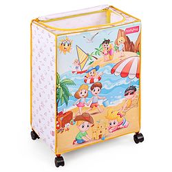 Babyhug Multi Utility Square Laundry Bag With Wheels Beach Theme - Yellow