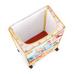 Babyhug Multi Utility Square Laundry Bag With Wheels Beach Theme - Yellow