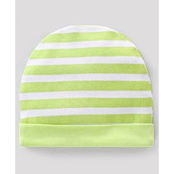 Babyhug 100% Cotton Striped Cap Mittens & Booties - Cap Diameter 10 cm