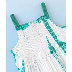 Babyhug 100% Cotton Singlet Sleeves Tie Dye Effect Dobby Frock - White