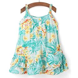Babyhug Rayon Woven Sleeveless Frock with Sling Bag Floral Print - Blue