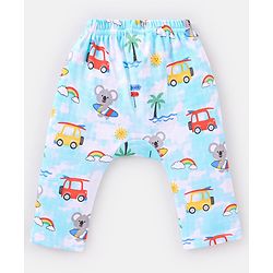Babyhug Cotton Knit Full Length Diaper Leggings Striped Pack of 3 - Blue