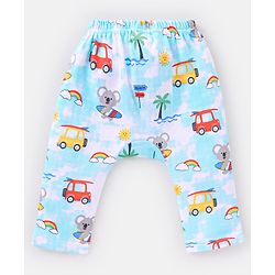 Babyhug Cotton Knit Full Length Diaper Leggings Striped Pack of 3 - Blue