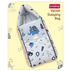 Babyhug Velour Sleeping Bag Animal Faces Print - Multicolor